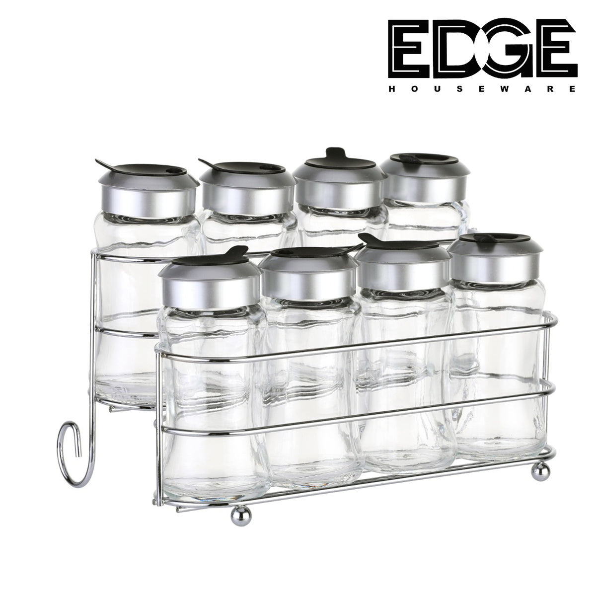 Edge Stainless Steel Racks Spice Rack Organizer with 7 pcs Glass Jars, –  Rampage City