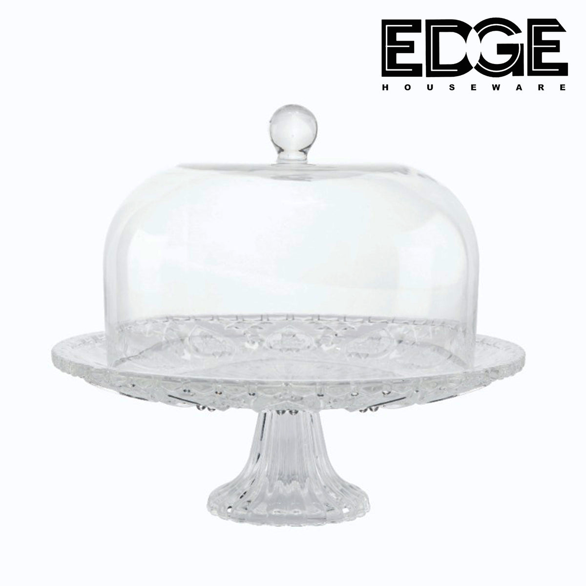 Glass Cake Stand with Dome Footed Glass Service Plate Rampage City