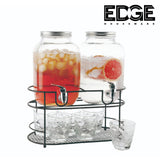 4000 ML Dual Gallon Glass Beverage Drink Dispensers with 2 Sets and 6pcs of Glass Tumbler