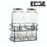 4000 ML Dual Gallon Glass Beverage Drink Dispensers with 2 Sets and 6pcs of Glass Tumbler