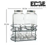 4000 ML Dual Gallon Glass Beverage Drink Dispensers with 2 Sets and 6pcs of Glass Tumbler