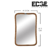 Rectangle Wrapped Rope Mirror with Hanging Loop, Vintage Nautical Design, Brown  for The Living Room, Bathroom, Bedroom, and Entryway