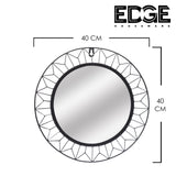 Decorative Black Geometric Metal Frame Hanging Wall Mirror, Wall Mounted Decor MIrror