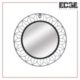 Decorative Black Geometric Metal Frame Hanging Wall Mirror, Wall Mounted Decor MIrror