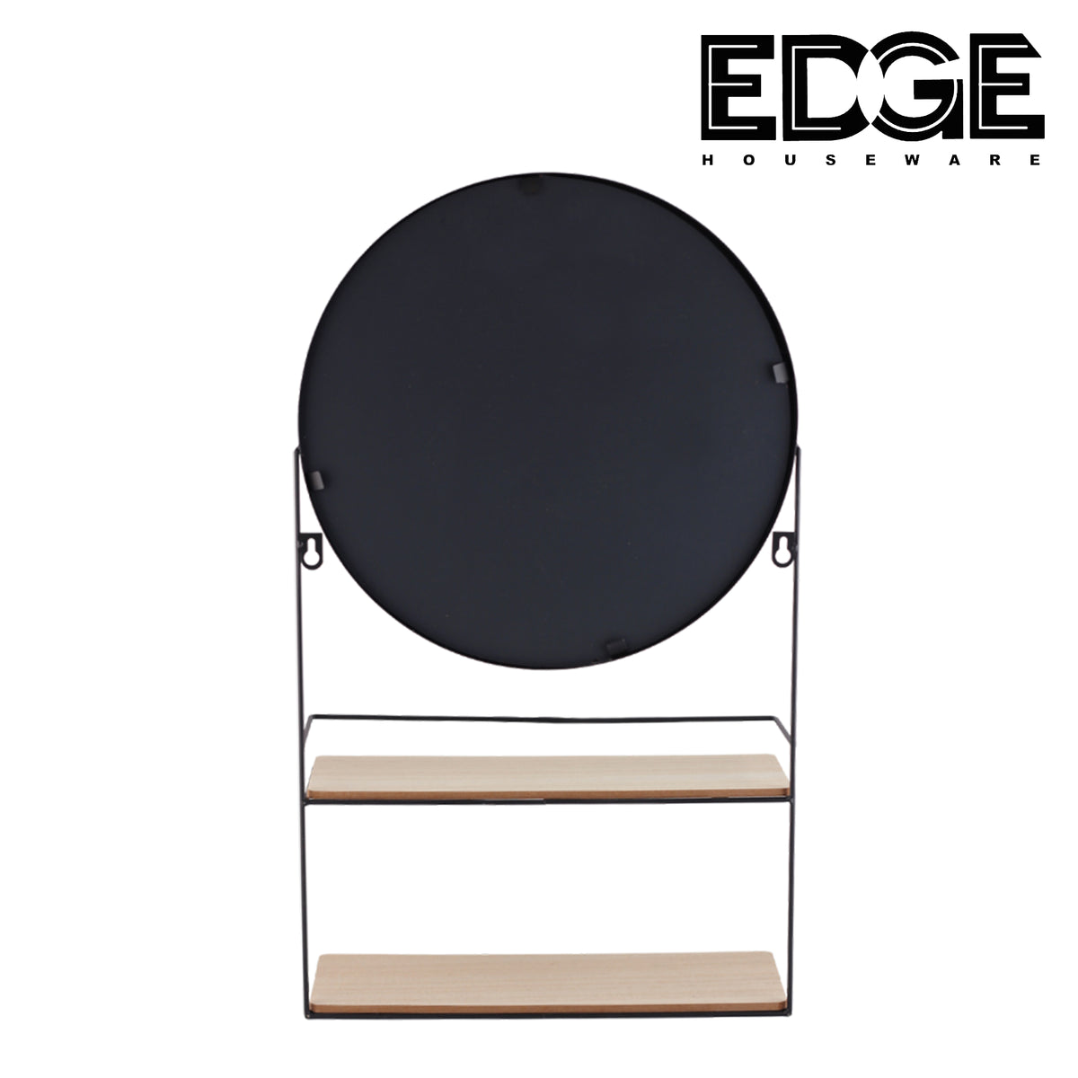 Edge Black Bathroom Mirror with 2 layers wooden Shelves, Large Accent –  Rampage City