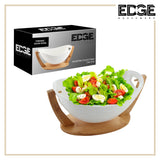 Ceramicware 12" Serving Plates With Wooden Stand Holder