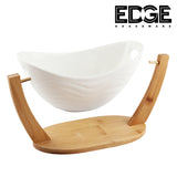 Ceramicware 12" Serving Plates With Wooden Stand Holder