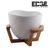 Ceramic Serving Plates With Wooden Stand Holder. Set for Home and Office with Wooden Display Stand(9in)