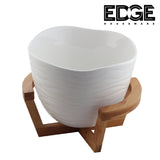 Ceramic Serving Plates With Wooden Stand Holder. Set for Home and Office with Wooden Display Stand(9in)