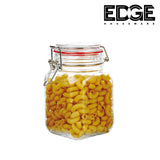 Square Airtight Glass Kitchen Canisters with Glass Lids