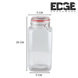 Square Airtight Glass Kitchen Canisters with Glass Lids