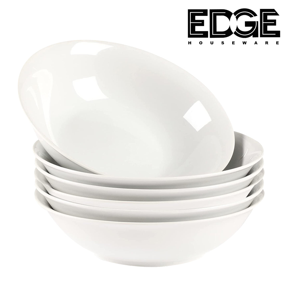 Edge Ceramic Soup Bowl set of 6 White Bowls