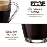 Glass Coffee Mugs Set of 6, Microwave Safe Borosilicate Glass Cups, 380ML Large Mugs