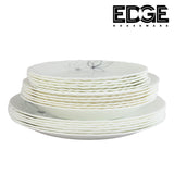 BESTWAY Modern Floral Design OPAL DINNERWARE set of 18,  Flat Plates, Soup Plates - White