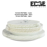 BESTWAY Modern Floral Design OPAL DINNERWARE set of 18,  Flat Plates, Soup Plates - White