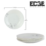 BESTWAY Modern Floral Design OPAL DINNERWARE set of 18,  Flat Plates, Soup Plates - White