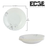 BESTWAY Modern Floral Design OPAL DINNERWARE set of 18,  Flat Plates, Soup Plates - White