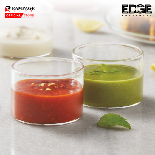 Edge Glass Vision Chutney Kattori Set of 6 – Elegant, Durable Glass Bowls Perfect for Serving Desserts, Snacks, and Condiments – Ideal for Dining, Entertaining, and Everyday Use