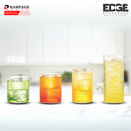 Edge VISION GLASSES Set of 6 Borosil, Elegant Glassware, Easy to Clean, Durable and Stylish Glass- Drinkingware