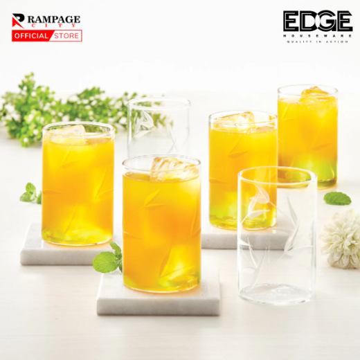 EDGE  SET OF OF 6 BOUQUET GLASSWARE, BOROSIL CASCADE GLASSWARE, DURABLE, STYLISH GLASS, ELEGANT