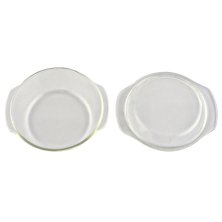 GLASS ROUND CASSEROLE BAKING DISH MICROWAVE SAFE with Cover Glass