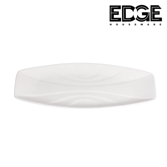 16 Inches Embossed Ceramic Serving Platters, Set of 6 Pieces White Rectangular Serving Plates