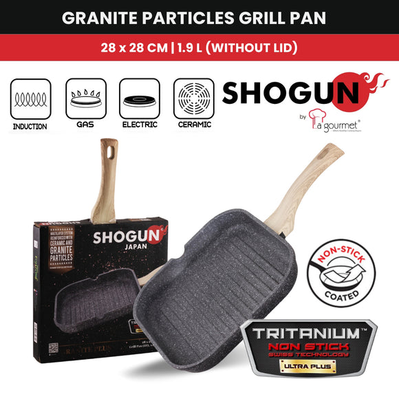 Shogun Granite Cookware Plus 28 x 28cm Nonstick Grill Pan with Induction(IH)