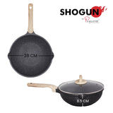 Shogun Granite Cookware Plus 28 x 8.5cm Nonstick Stirfry Pan with Glass Lid with Induction (IH)