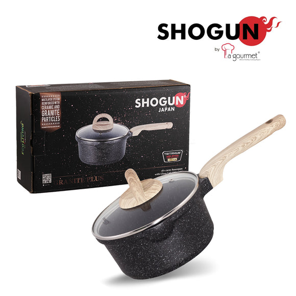 Shogun Granite Cookware Plus 18 x 9cm Nonstick Sauce Pan with Induction (IH)