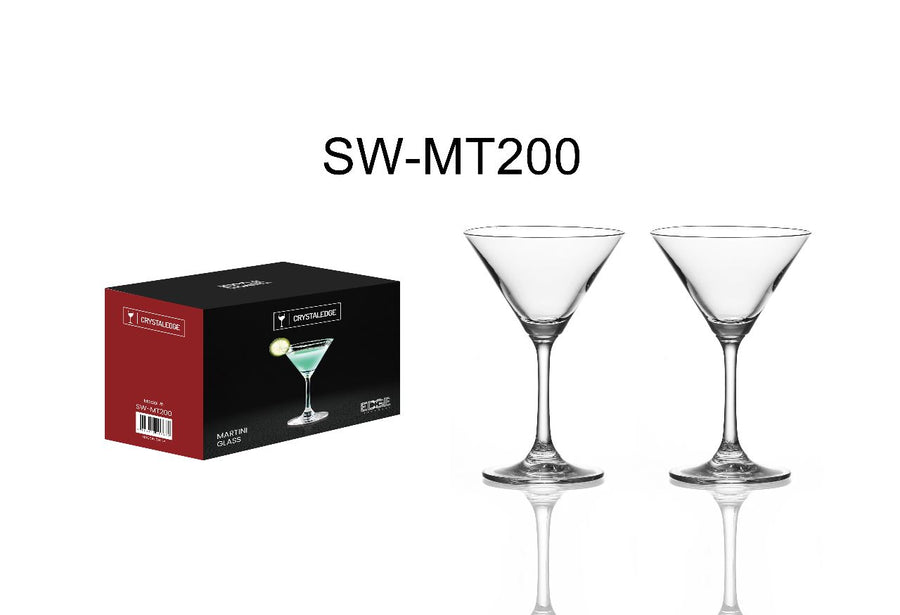 CRYSTALEDGE by Edge Houseware 200ML LEAD-FREE CRYSTAL STEMWARE WITH LASER CUTTING DESIGN FOR MARTINI