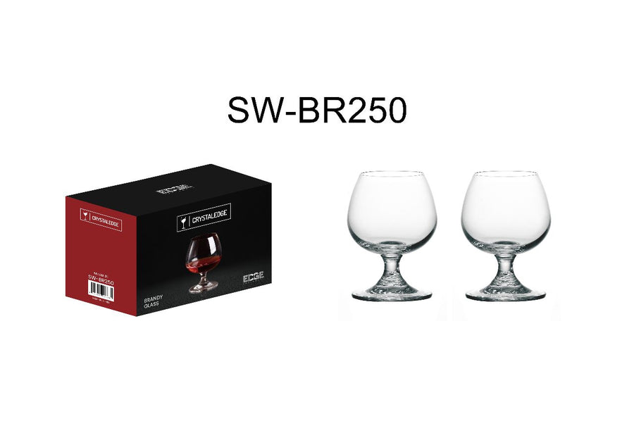 CRYSTALEDGE 250ML LEAD-FREE CRYSTAL STEMWARE WITH LASER CUTTING PREMIUM DESIGN THAT PERFECT FOR BRANDY SET OF 2
