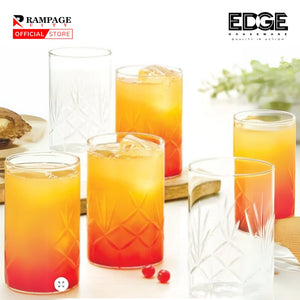 Edge Meadow Glasses – Set of 6 Glasses Borosil, Beautifully Crafted with Nature-Inspired Design for a Touch of Elegance in Every Sip