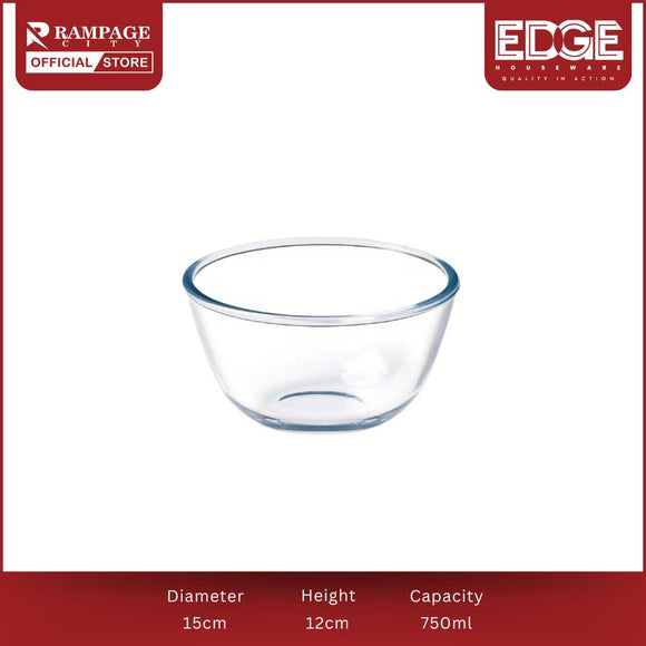 Edge Glass Round  Transparent Mixing bowl, Serving bowl , Clear Glass, Transparent, Microwave Safe, Dishwasher Safe, Durable,