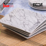 Square Fashion Marble Design Plates Set of 4, 8 Inches Dinner Plates Marble