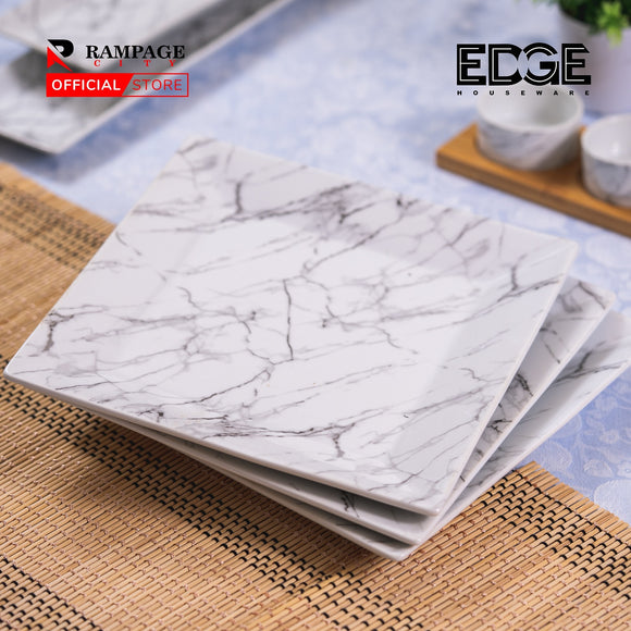 Square Fashion Marble Design Plates Set of 3, 10 Inches Dinner Plates Marble