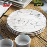 Round Fashion Marble Design Plates Set of 4, 20x20cm Dinner Plates Marble