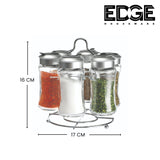 Stainless Steel Racks Spice Rack Organizer with 7 pcs Glass Jars, Seasoning Containers