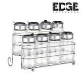 Stainless Steel Racks Spice Rack Organizer with 8 pcs Glass Jars, Seasoning Containers