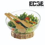 4 in 1 Salad Bowl with Salad Servers and Bamboo Stand Mixing Bowl