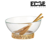 4 in 1 Salad Bowl with Salad Servers and Bamboo Stand Mixing Bowl