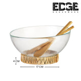 4 in 1 Salad Bowl with Salad Servers and Bamboo Stand Mixing Bowl