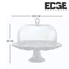 Edge Glass Cake Stand with Dome - Footed Glass Service Plate