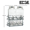 Edge 4000 ML Dual Gallon Glass Beverage Drink Dispensers with 2 Sets and 6pcs of Glass Tumbler