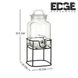 3000ML Glass Drink Dispenser for Parties - 1 Gallon Glass Jar Beverage Dispenser with Stand