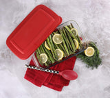 Demeter Deep Glass Rectangular Baking Dish with LID Microwave Safe Glass Food Storage Containers - Newly Innovated Hinged BPA-free Locking lids