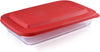Edge Demeter Deep Glass Rectangular Baking Dish with LID Microwave Safe Glass Food Storage Containers - Newly Innovated Hinged BPA-free Locking lids
