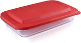 Demeter Deep Glass Rectangular Baking Dish with LID Microwave Safe Glass Food Storage Containers - Newly Innovated Hinged BPA-free Locking lids