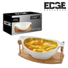 Edge Ceramic ware 11" Serving Bowls With Wooden Stand Holder