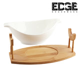 Ceramic ware 11" Serving Bowls With Wooden Stand Holder