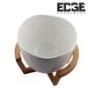 Edge  Ceramic ware 9" Serving Plates With Wooden Stand Holder, White Ceramic, Set for Home and Office with Wooden Display Stand